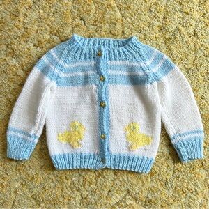 Vintage Hand Knit Duck Baby Sweater